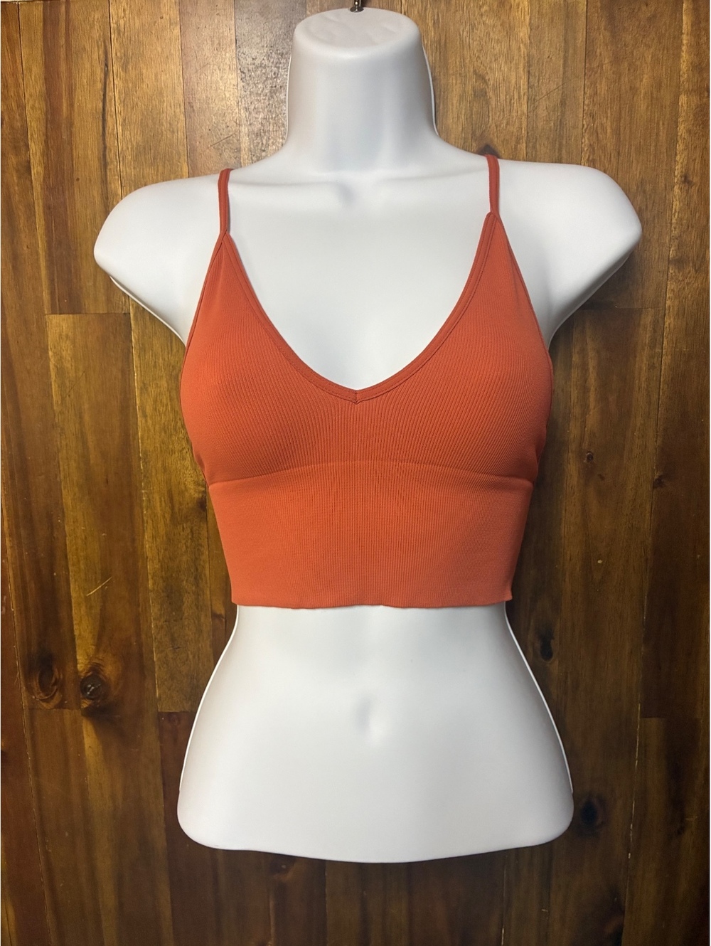 Intimately Free People Women’s Orange Ribbed Bralette Crop Top Size Small Y2K